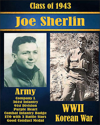 Collage of Joe Sherlin's two military photos; Army and WWII Korean War